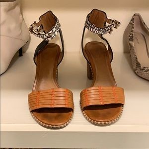 Coach Leather Heeled Sandler with zebra straps